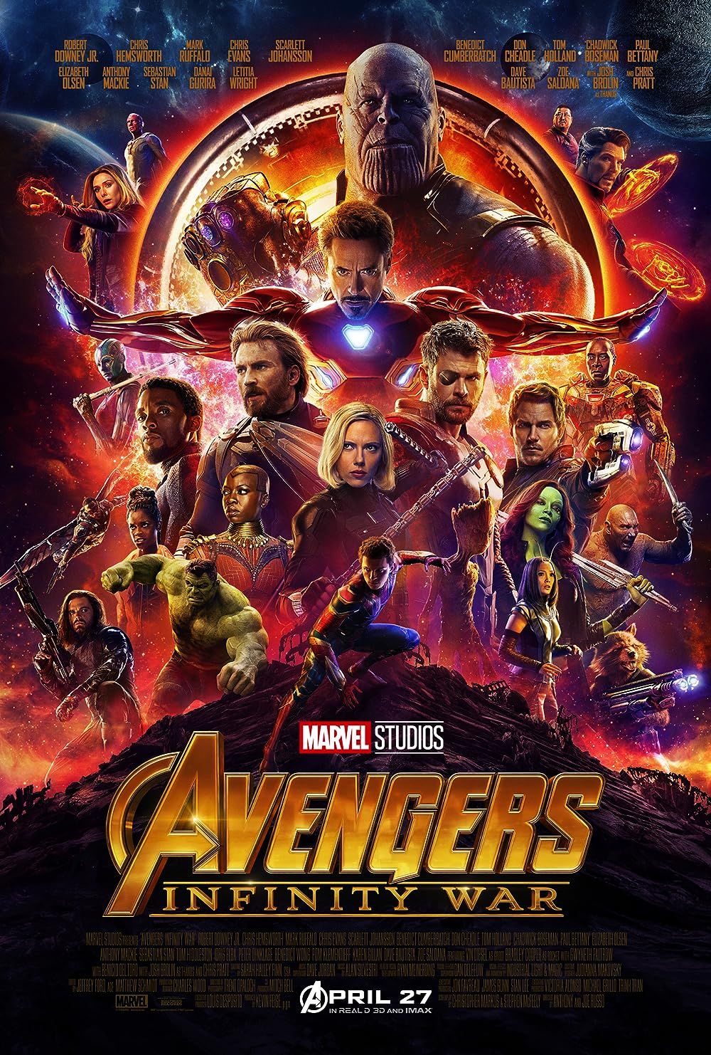 The cast of Avengers Infinity War on the movie poster