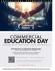 CALV is presenting an April 17 class on business brokerage