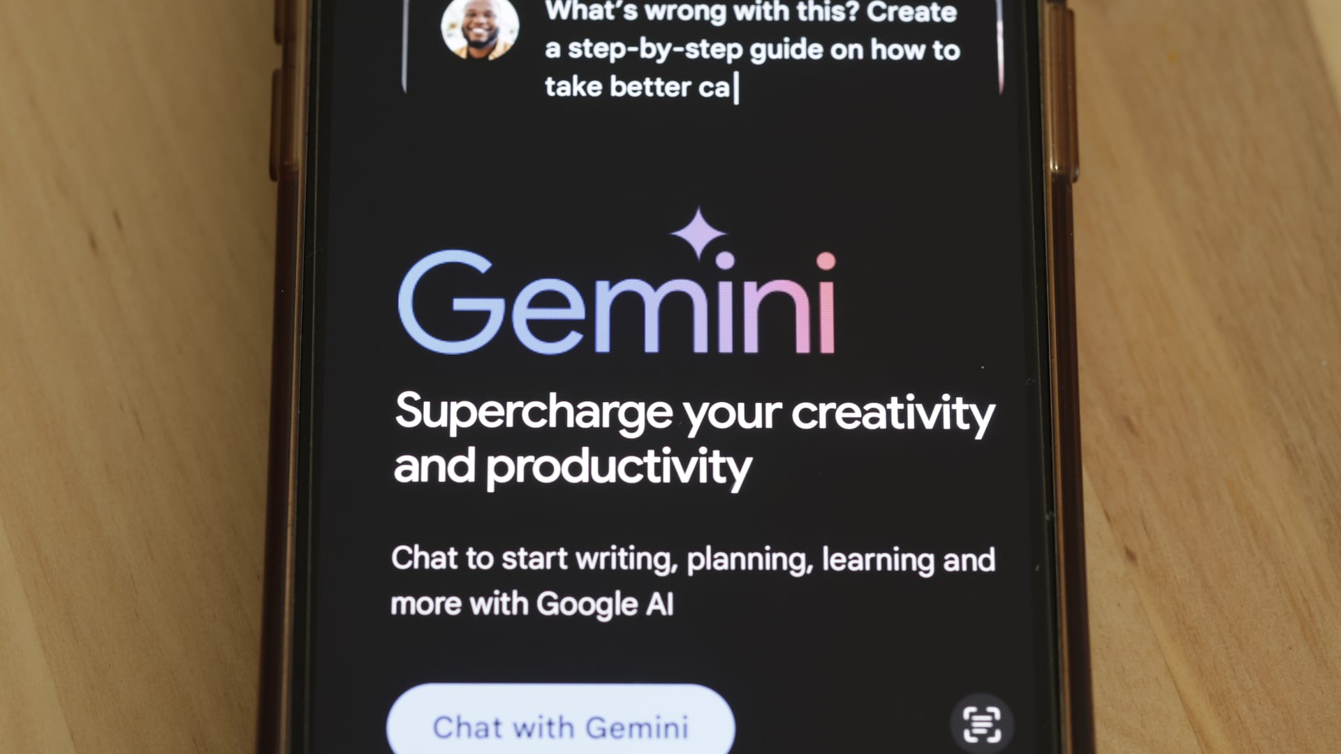 In this photo illustration, Gemini Ai is seen on a phone on March 18, 2024 in New York City. 