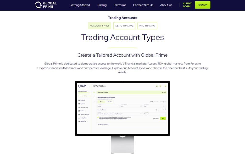 Global Prime Additional Account Options
