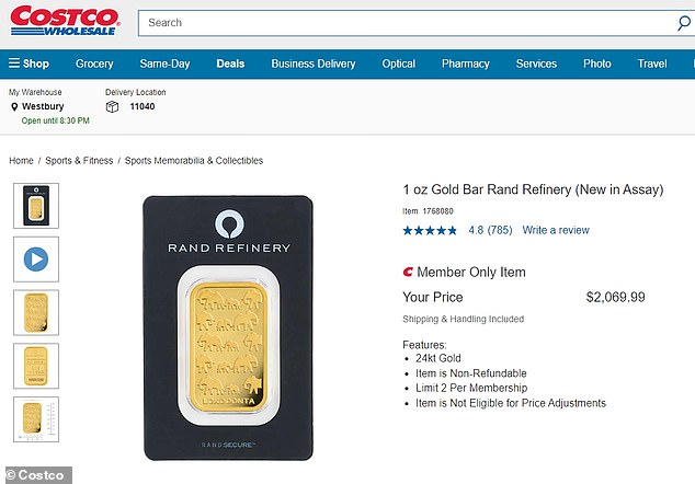 Americans who bought a gold bar from Costco last year are now $400 in ...