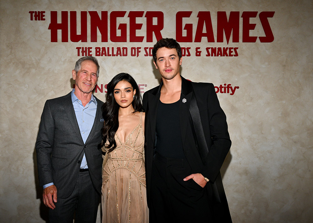 Lionsgate CEO Jon Feltheimer attends The Hunger Games: The Ballad of Songbirds and Snakes LA premiere with the film’s stars, Rachel Zegler and Tom Blyth